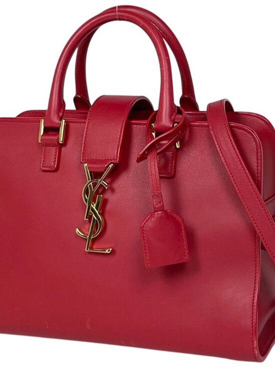 Saint Laurent Paris Baby Cabas 2-Way Shoulder Bag Leather Red - Picture 1 of 9